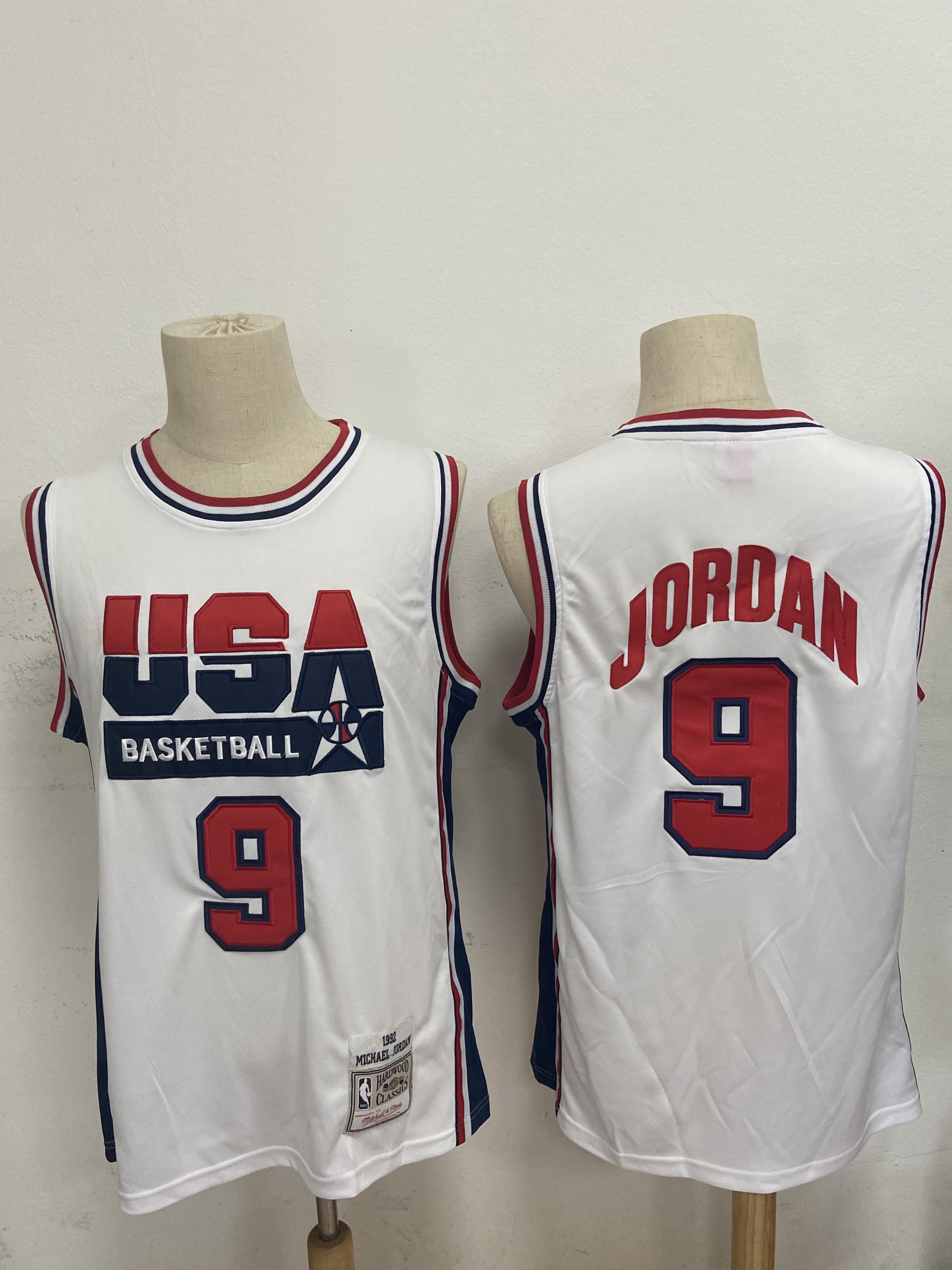 Cheap Men USA Basketball 9 Jordan White Stitched Throwback NBA Jersey